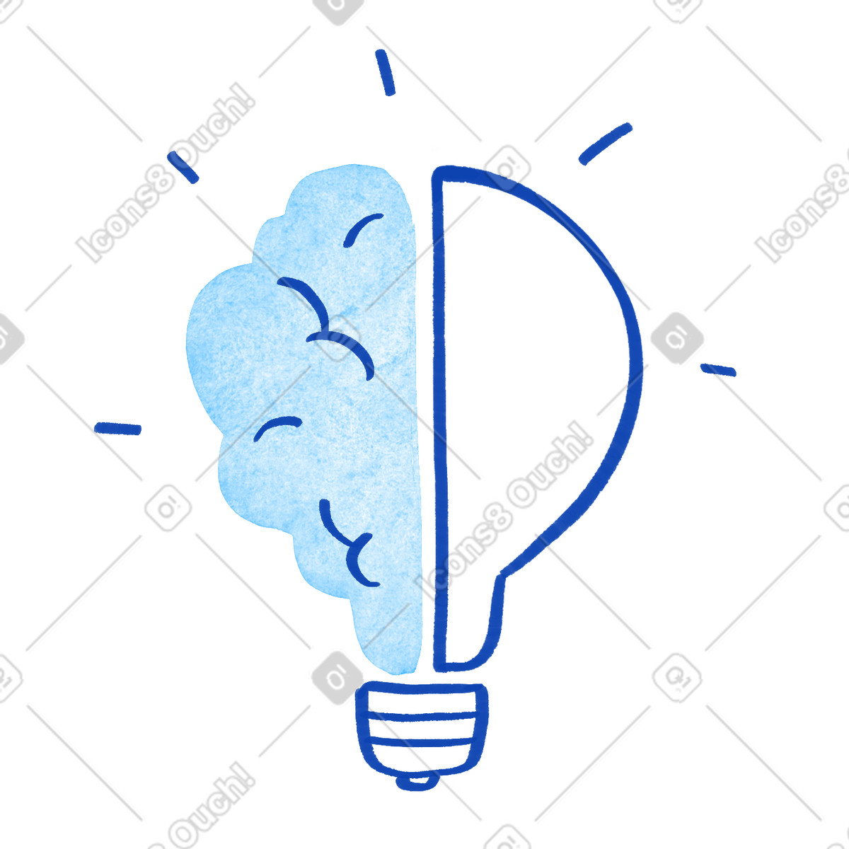 Ilustração de Brain lightbulb hybrid symbolizing creative thinking and innovative intelligence em no estilo Tint para baixar em PNG, SVG
