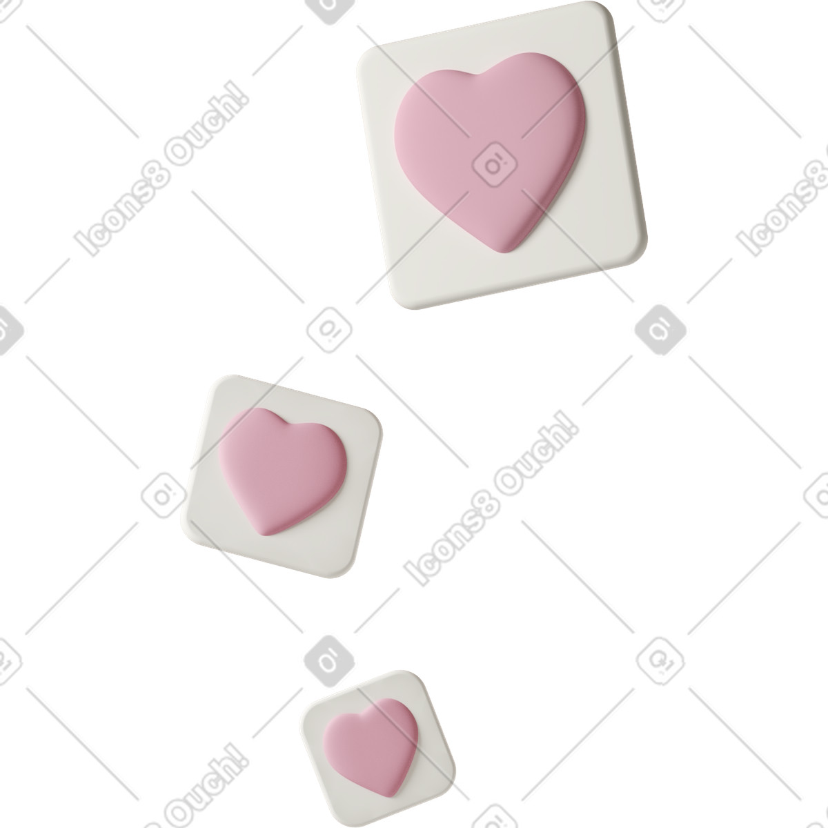 3D Casual life スタイルの Floating pink hearts のイラストをPNG、SVG形式でダウンロード