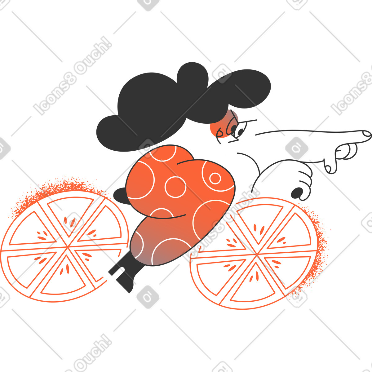Ilustração de Menina na bicicleta em no estilo Crayon para baixar em PNG, SVG