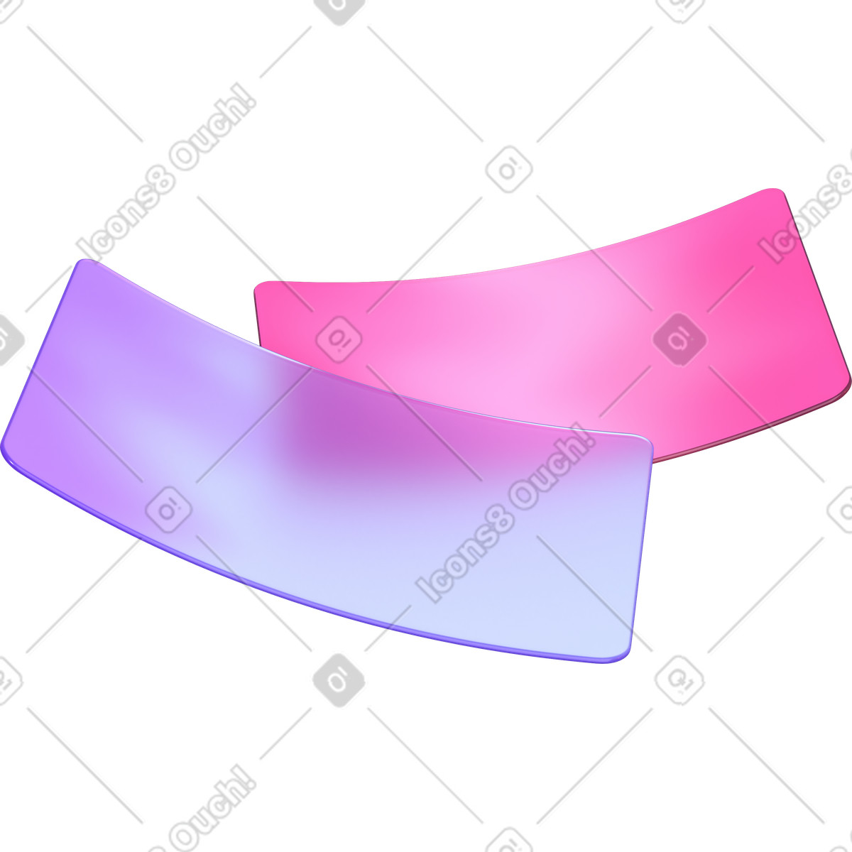 Illustration Cartes aux coins arrondis dans le style 3D Glassy à télécharger formats PNG, SVG