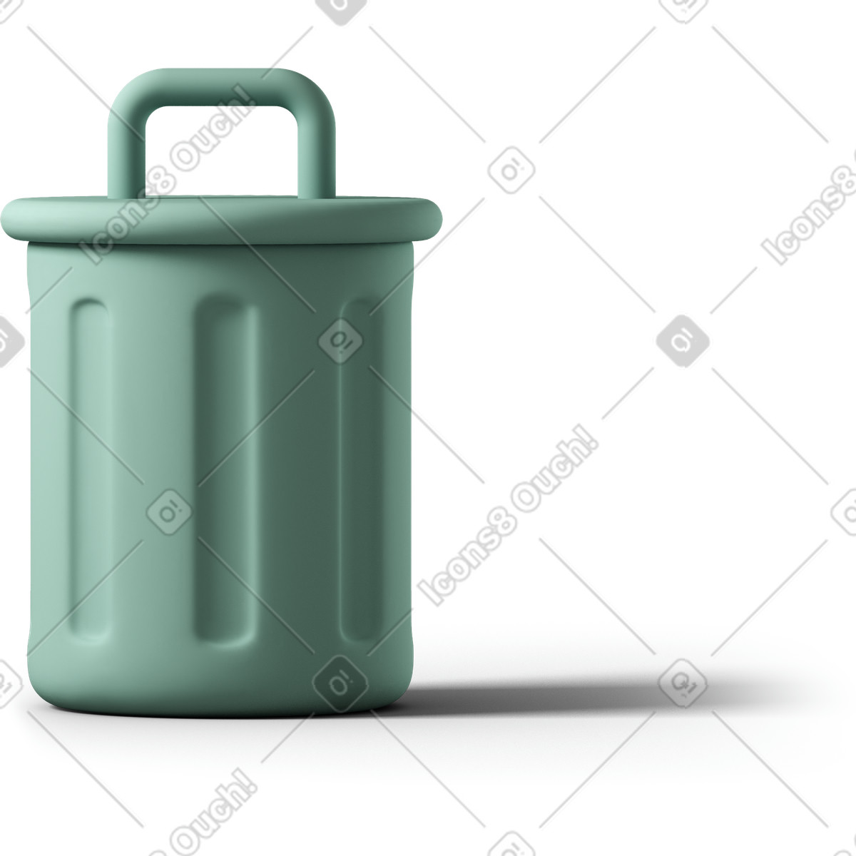Closed green garbage bin-Illustration im 3D Casual life-Stil als Download in PNG, SVG