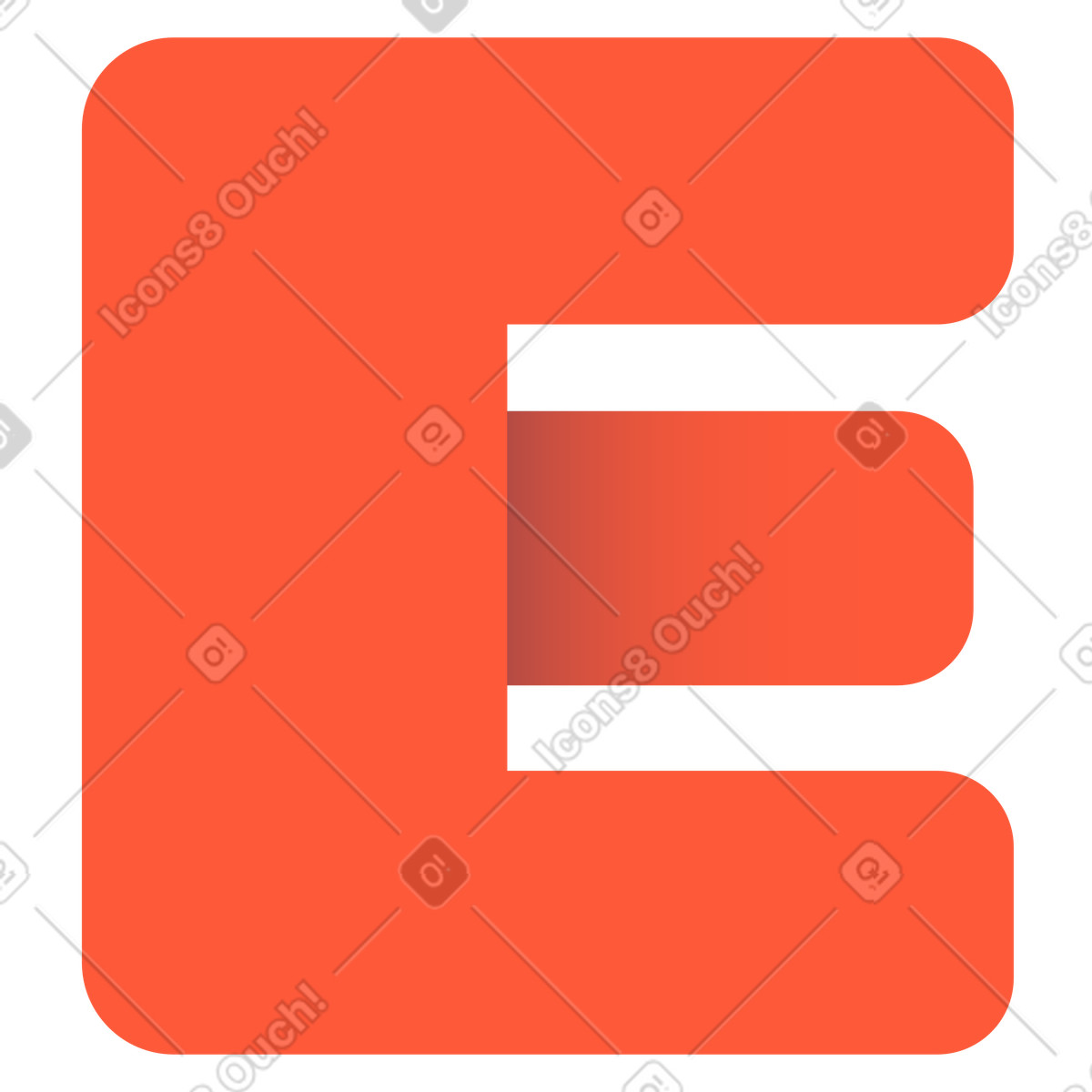 Beam スタイルの 文字e のイラストをPNG、SVG形式でダウンロード