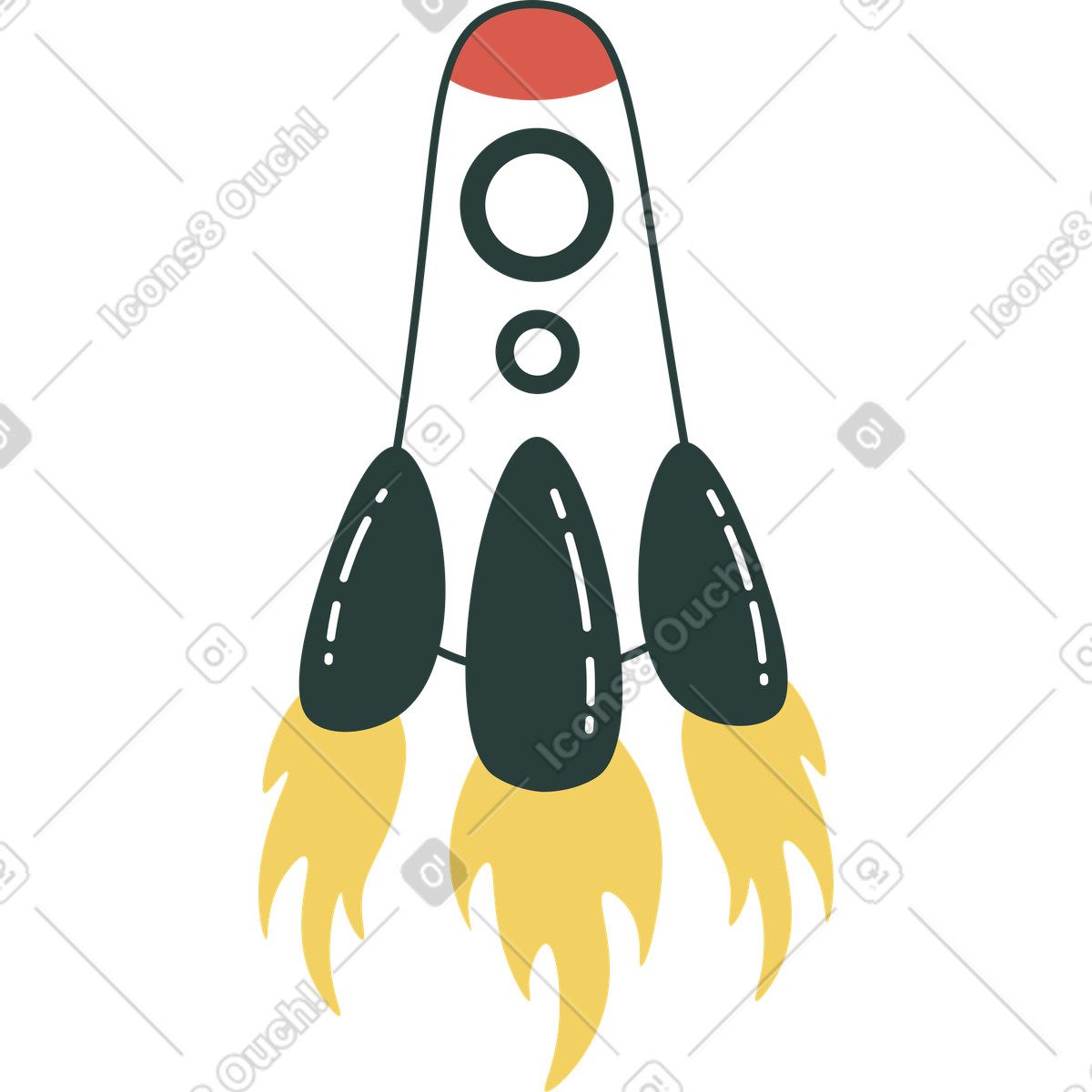 Macaroni 스타일의 로켓 일러스트레이션 PNG, SVG 다운로드