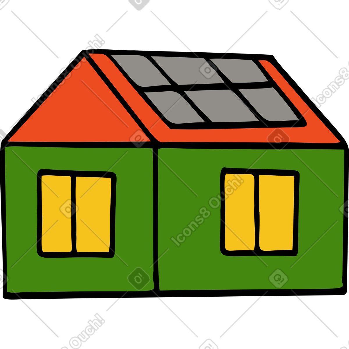 Green house with solar plates illustration in Comic style download in PNG, SVG