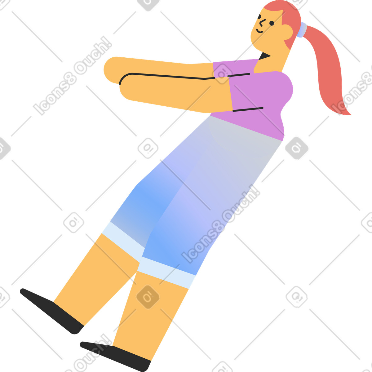 Ilustración Mujer cayendo en estilo Marginalia a descargar en PNG y SVG