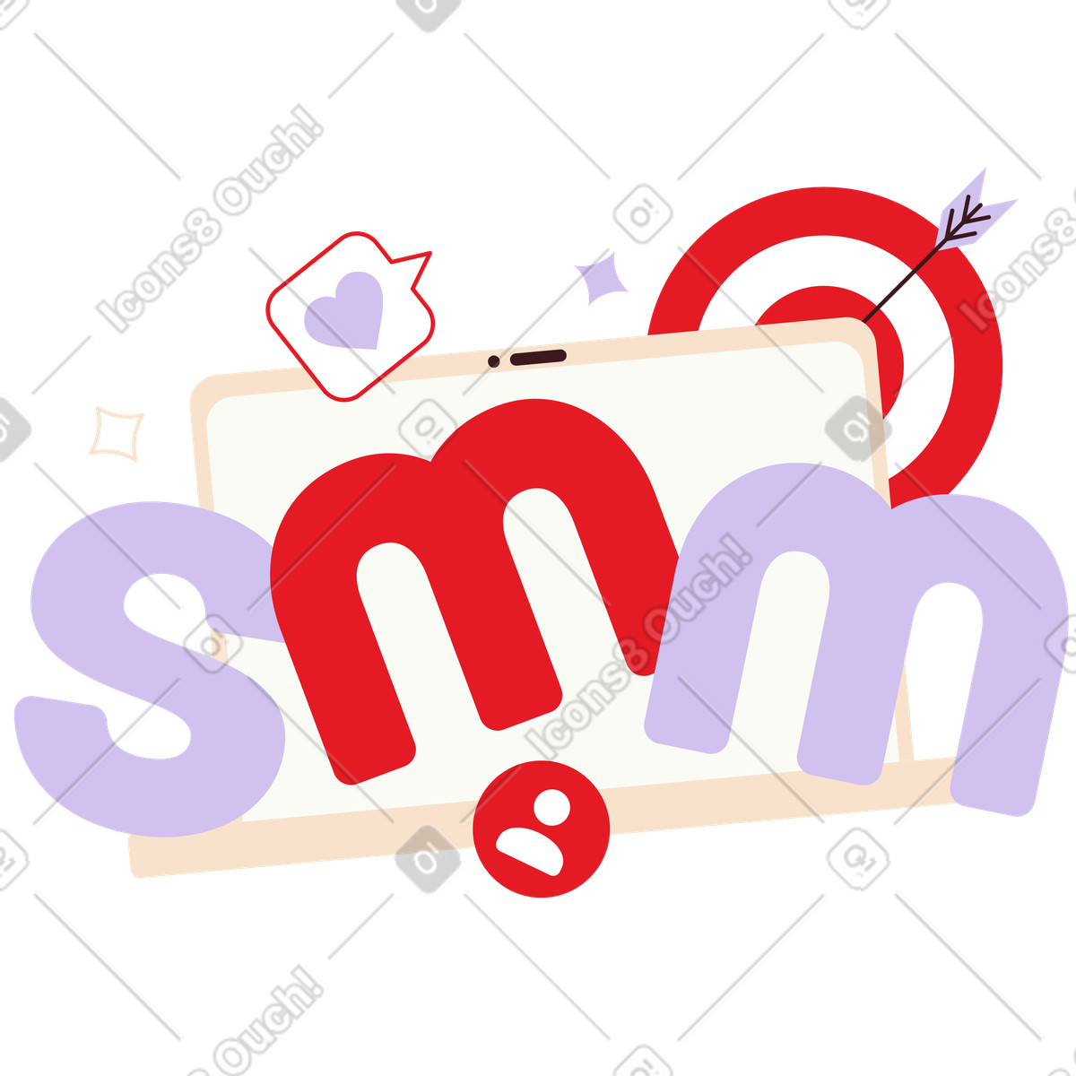 Ilustração de Playful SMM on laptop with heart and user icons, Social network campaign em no estilo Folks para baixar em PNG, SVG