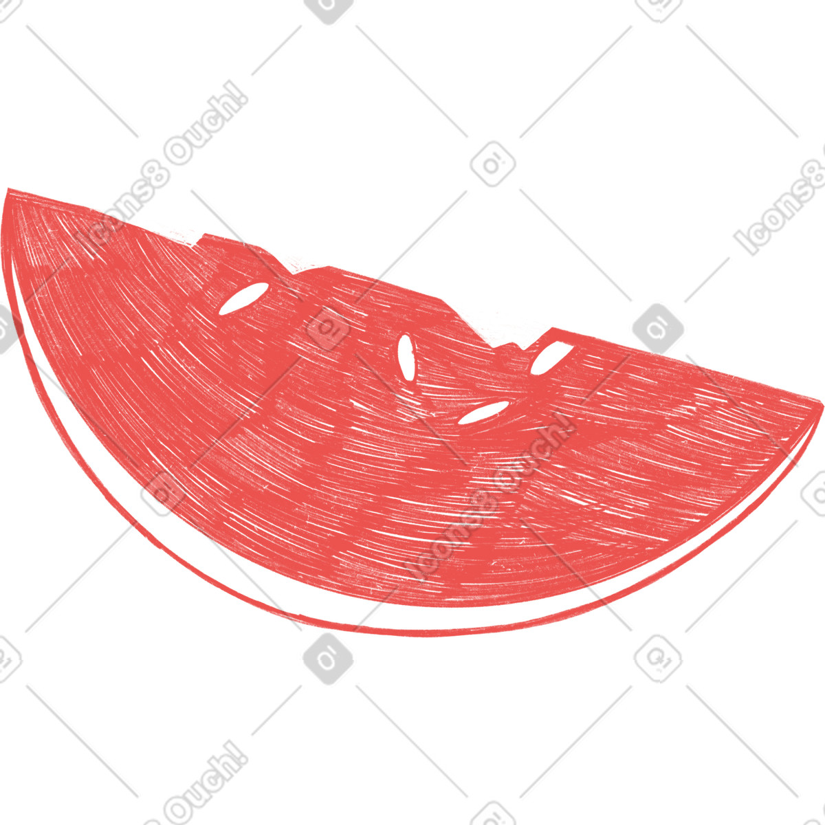 Biro スタイルの Slice of red watermelon のイラストをPNG、SVG形式でダウンロード