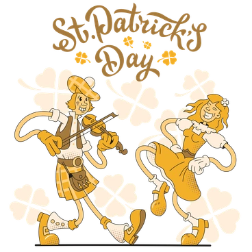 A man playing violin and a dancing woman - Rubber style illustration