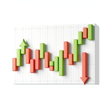 A vibrant stock market chart filled with various colored lines representing different market indices. The chart includes multiple arrows pointing upward in green, indicating rising trends, and downward in red, suggesting declining trends. Each line's movement shows dynamic fluctuations, with some sections sharply rising and others dipping. The background is filled with grid lines, enhancing the clarity of the data presented. The overall composition conveys a sense of activity and change in the financial landscape.
