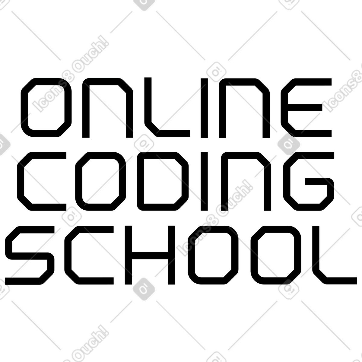 Lettering online coding school illustration in Space style download in PNG, SVG