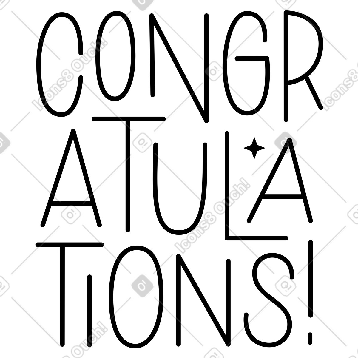 Lettering congratulations line text illustration in style download in PNG, SVG