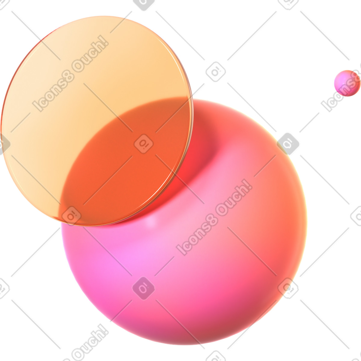 Lente in vetro e sfere sfumate illustrazione stile 3D Glassy scarica PNG, SVG