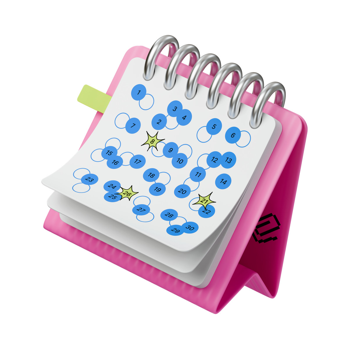 Иллюстрация Office desk calendar with spiral binding tracking monthly appointments в стиле 3D Stickle — скачать в форматах PNG, SVG