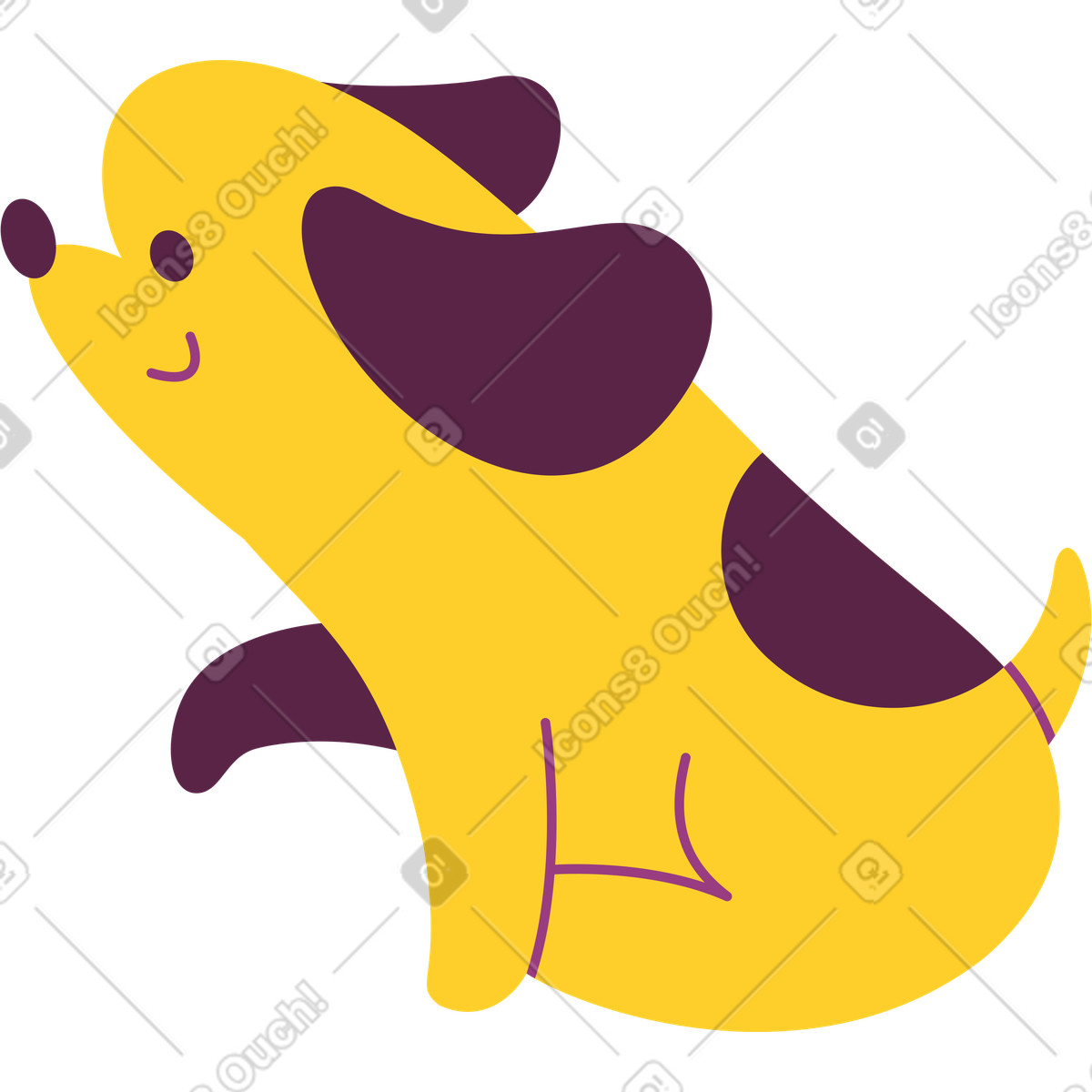 Sammy スタイルの 座っている興味のある犬 のイラストをPNG、SVG形式でダウンロード