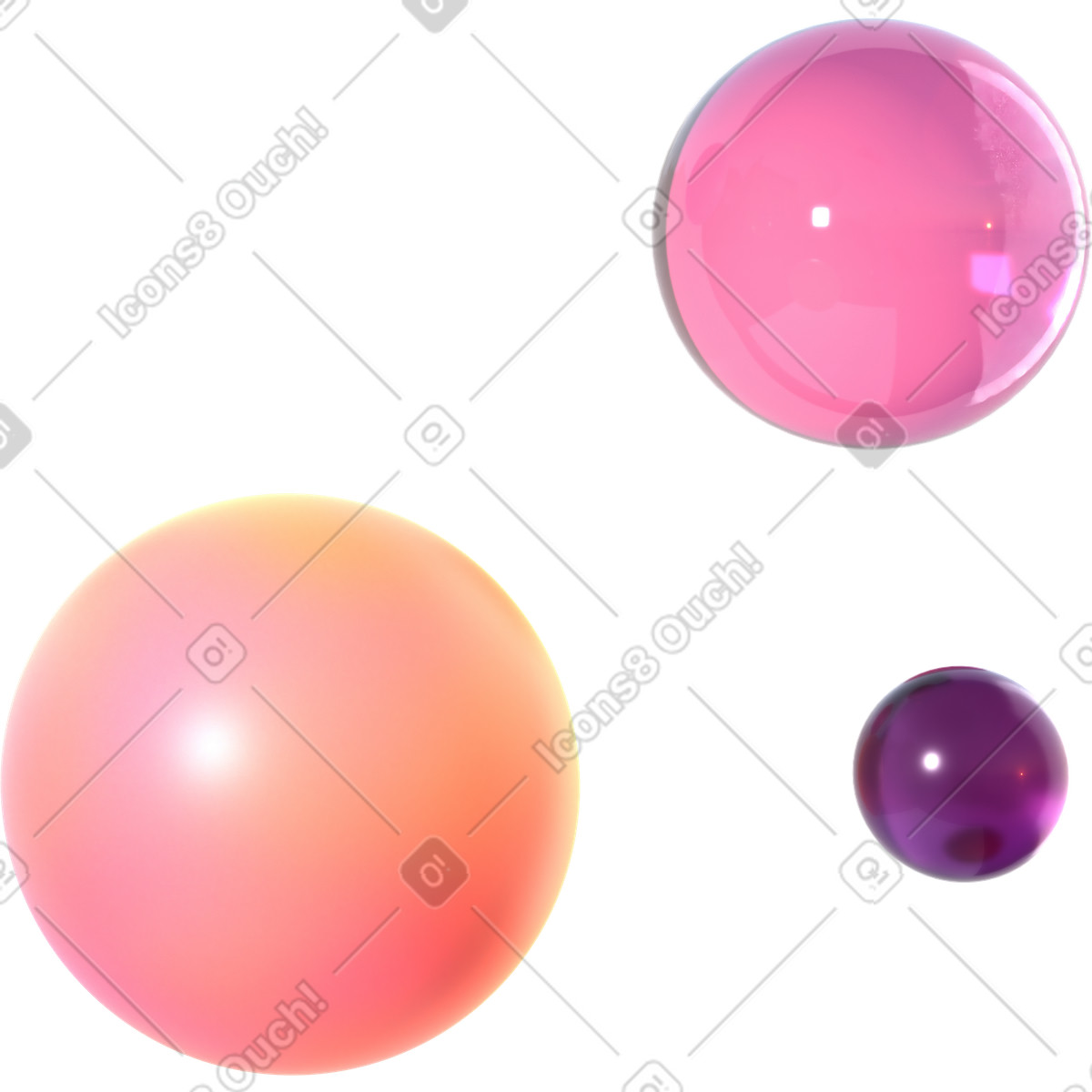 Ilustración Vidrio levitante y esferas degradadas. en estilo 3D Glassy a descargar en PNG SVG