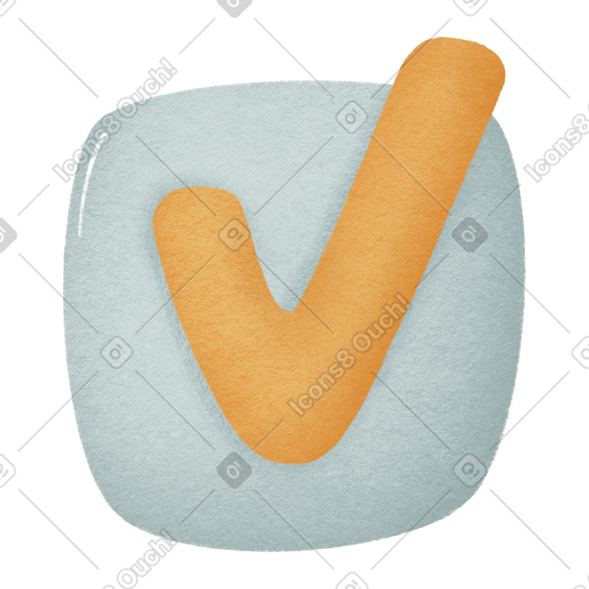 Yellow check mark in a square illustration Woolly style download PNG, SVG