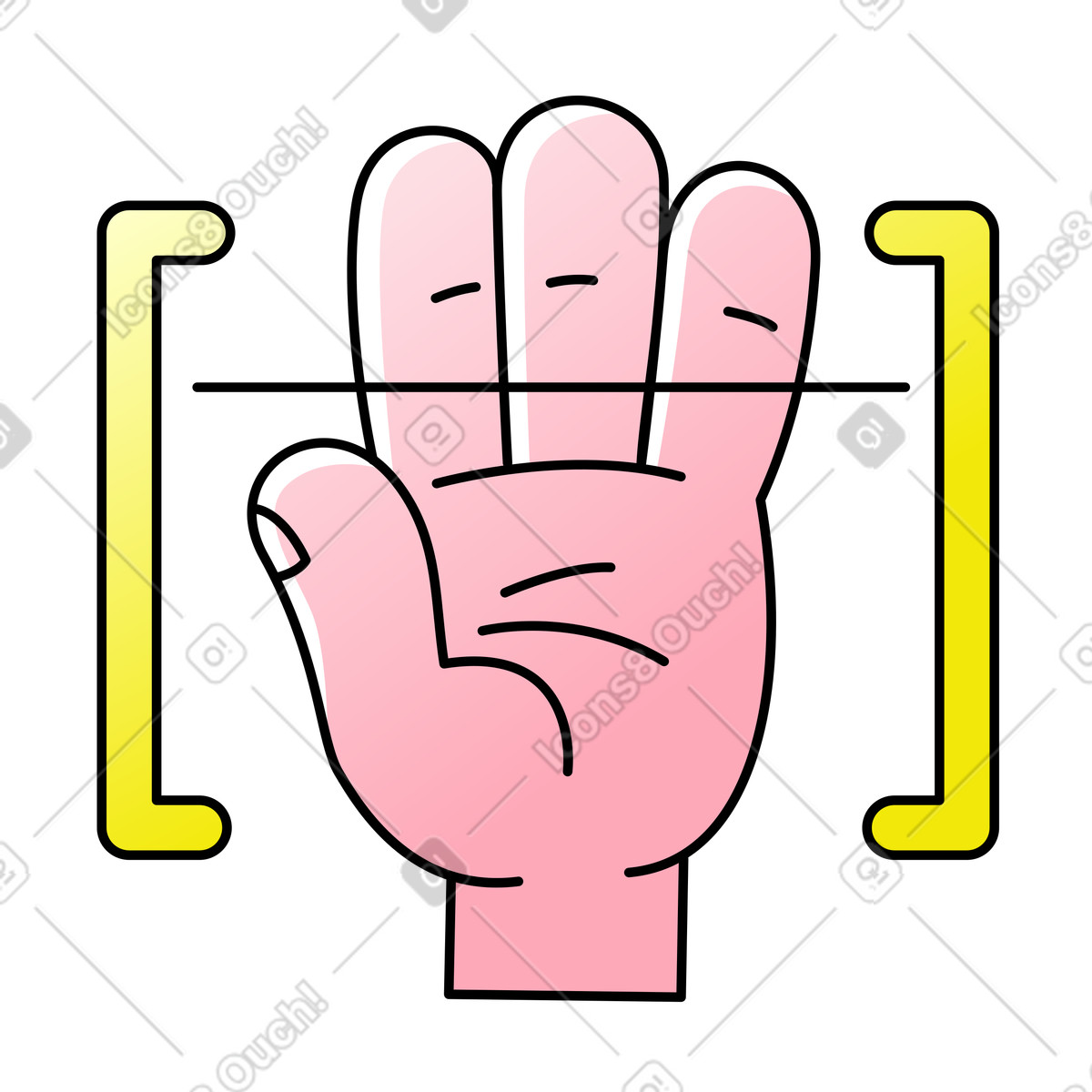 Ilustração de Digitalização biométrica da palma mão, biometria e segurança em no estilo Pocus para baixar em PNG, SVG