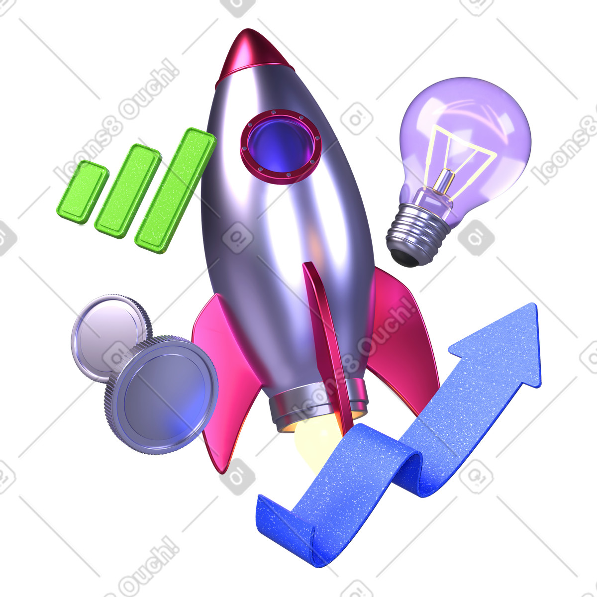 Ilustración Lanzar una startup y generar ganancias en estilo 3D Boost a descargar en PNG SVG