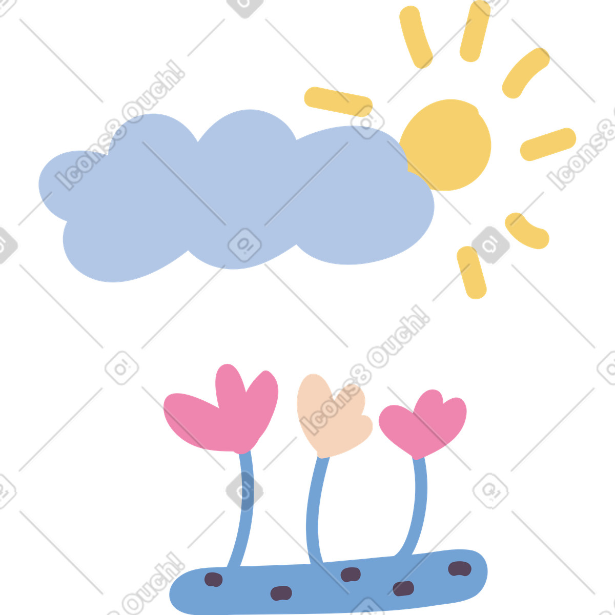 Pluto 스타일의 봄 배경 일러스트레이션 PNG, SVG 다운로드