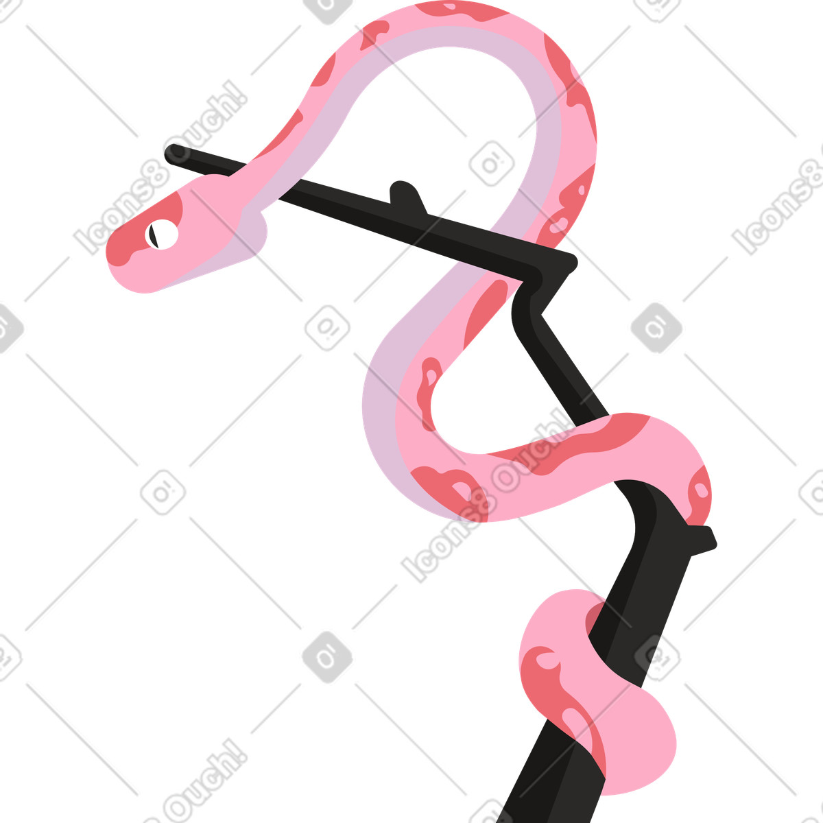 Schlange auf dem baum-Illustration im Dizzy-Stil als Download in PNG, SVG