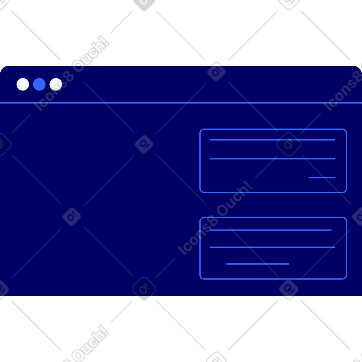 Dark blue browser window-Illustration im Lounge-Stil als Download in PNG, SVG