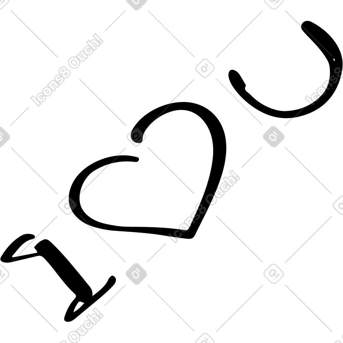 Ilustração de Inscrição eu te amo em no estilo Line para baixar em PNG, SVG