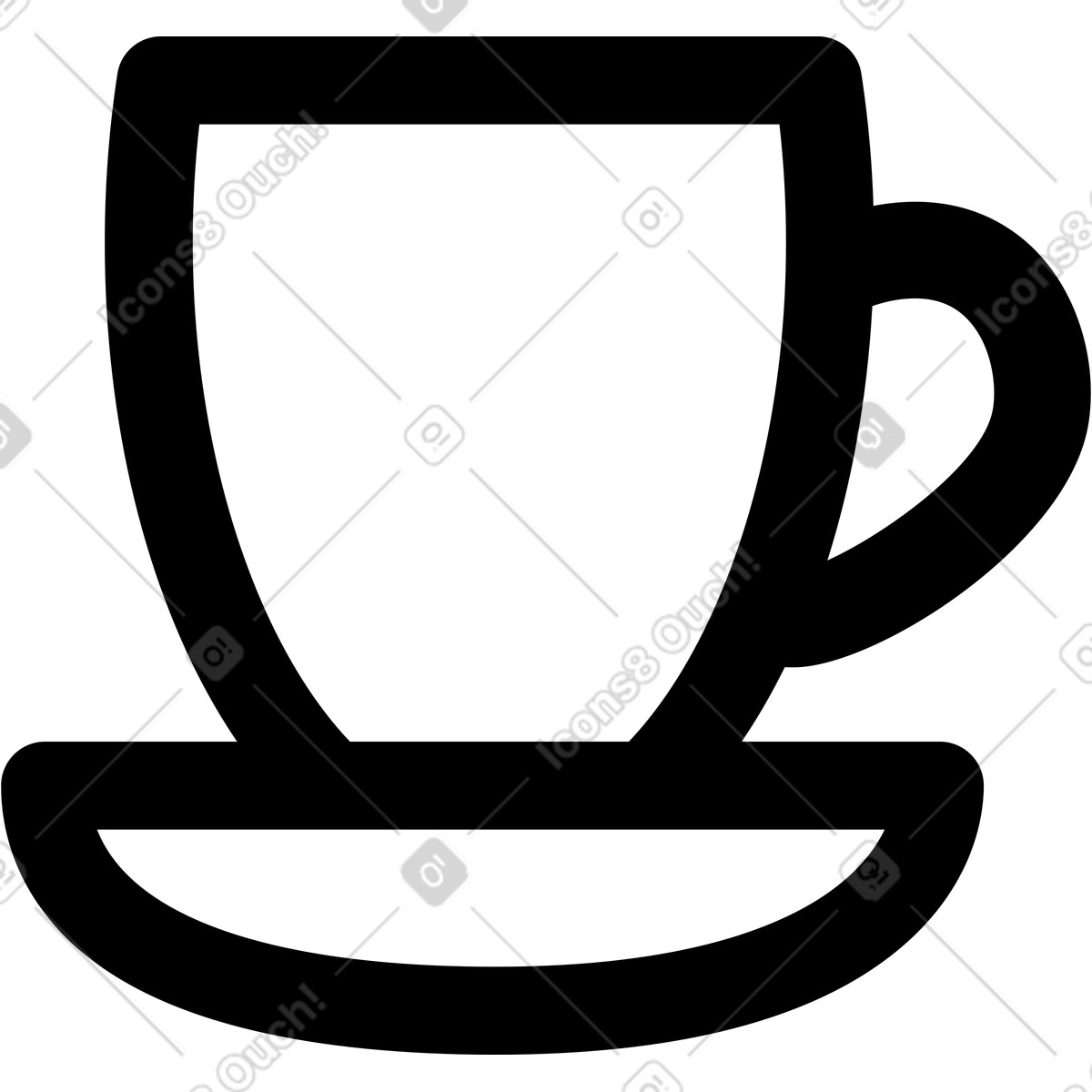 Transistor 스타일의 Cup with handle and saucer 일러스트레이션 PNG, SVG 다운로드