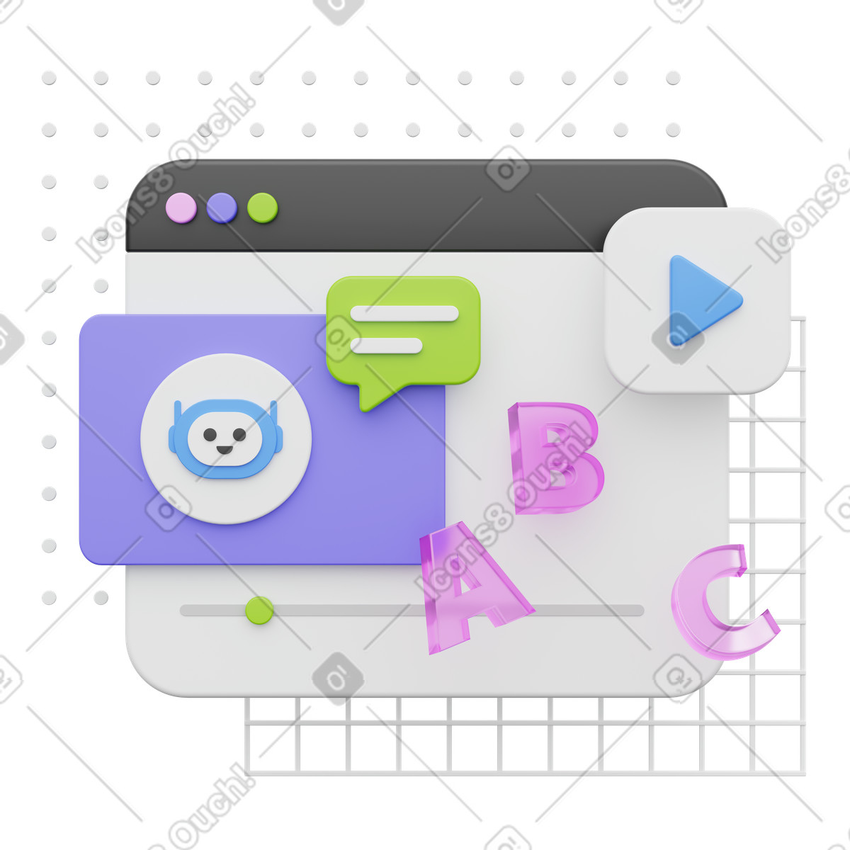 Chatbot and education, interactive learning tools, ai-assisted classroom illustration in PNG, SVG