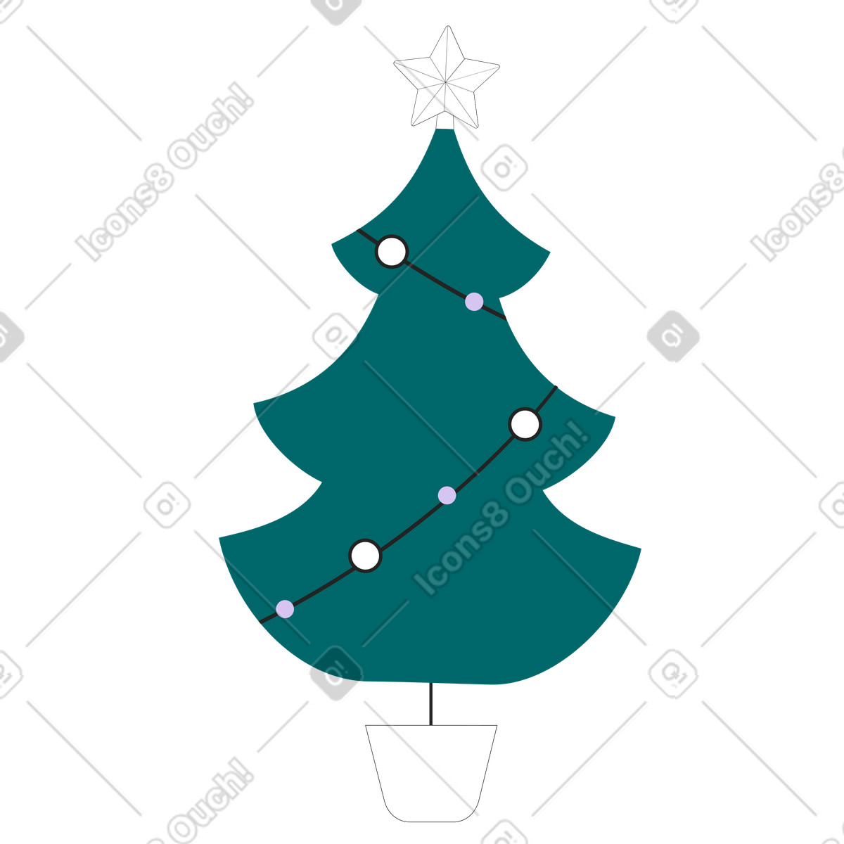 Ilustração animada de Árvore natal em no estilo Sammy Line para baixar em GIF, Lottie (JSON), AE