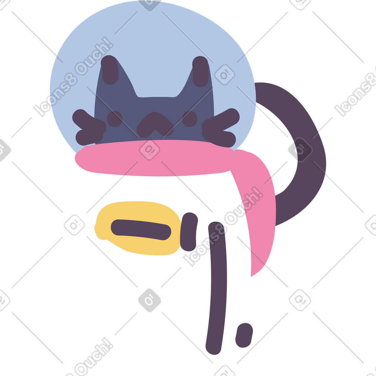 Pluto スタイルの Astronaut cat のイラストをPNG、SVG形式でダウンロード