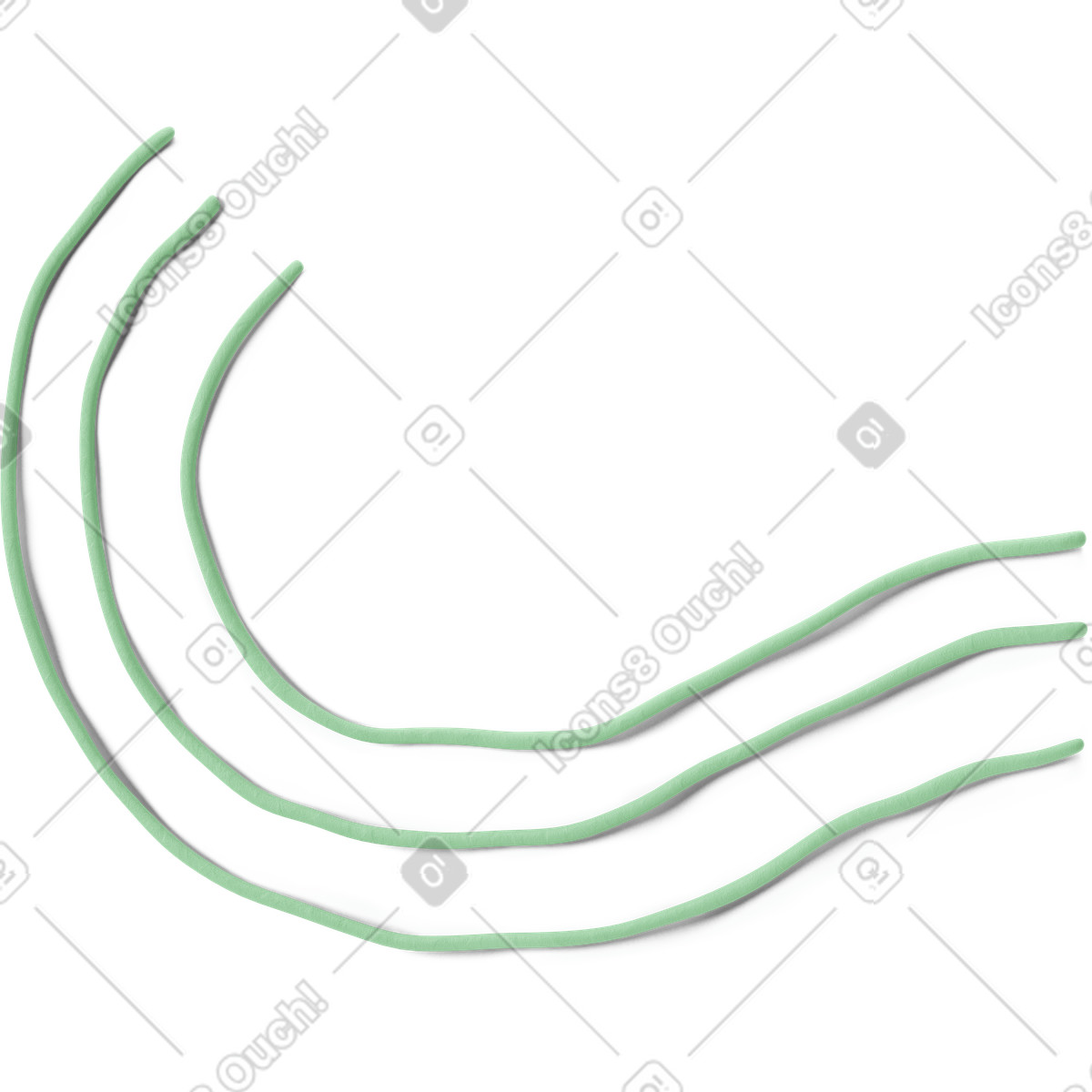Green curved lines illustration in 3D Stripy style download in PNG, SVG