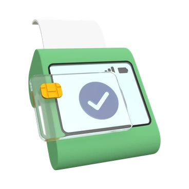 A payment terminal with a checkmark - 3D Grid style illustration