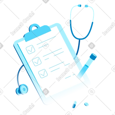 Medizinische untersuchung mit stethoskop und klemmbrett PNG, SVG