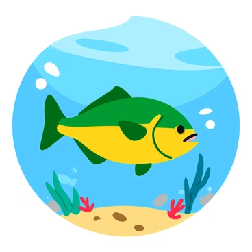 A vibrant mahi-mahi with striking green and yellow colors is swimming gracefully in a sunlit patch of clear blue ocean water. Sunlight streams down from above, creating shimmering patterns on the surface and illuminating the fish's scales. Surrounding the mahi-mahi are small bubbles rising towards the surface. The ocean floor is visible below, featuring soft sandy patches and scattered coral formations.
