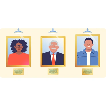 Portraits of key activists who fought for the 24th Amendment, displayed in a gallery