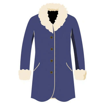 A stylish coat with a soft fur trim, illustrated with attention to the fluffy texture and warmth.