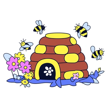 Bees working diligently around a buzzing beehive