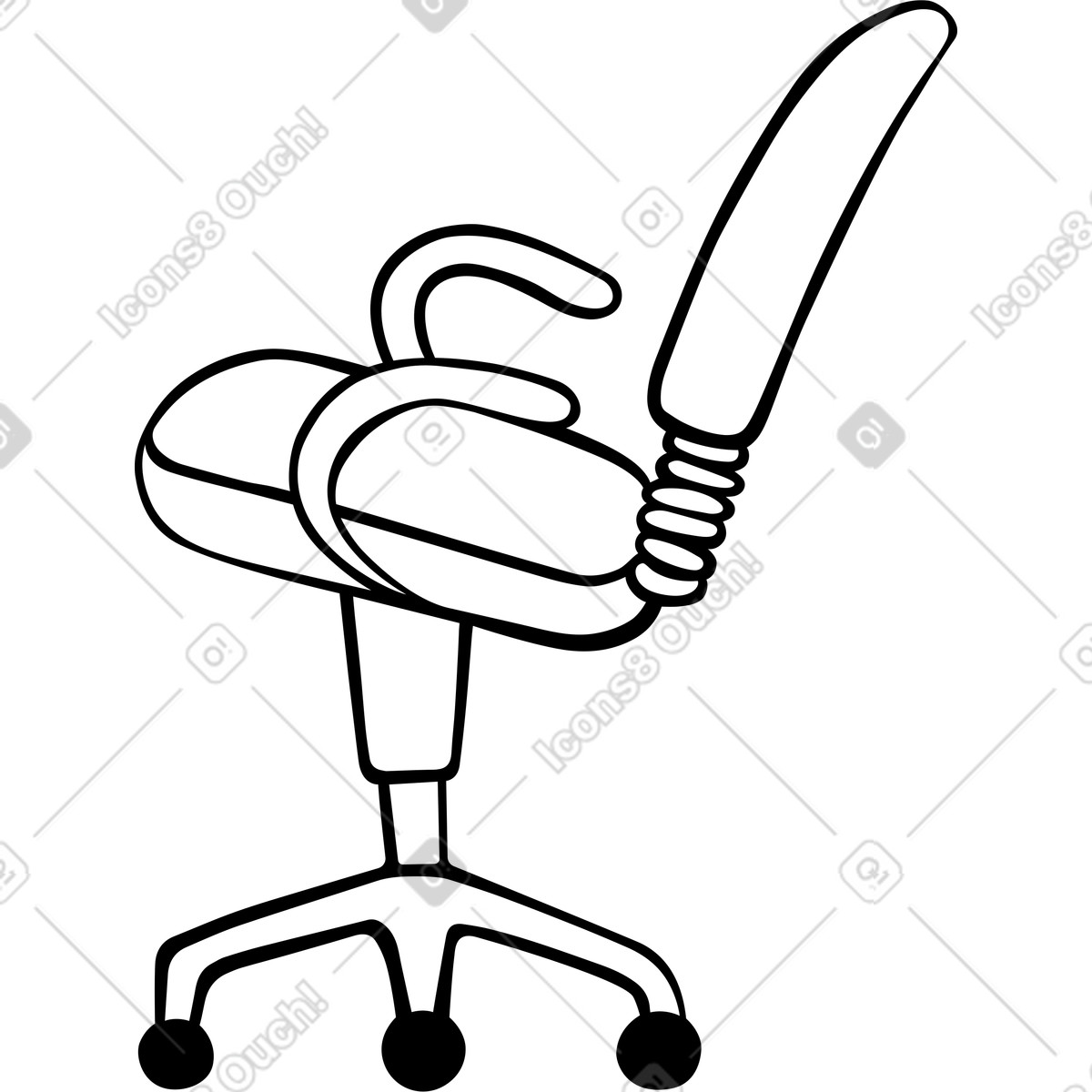 Illustration Vue latérale d'une chaise de bureau dans le style Journal à télécharger aux formats PNG, SVG