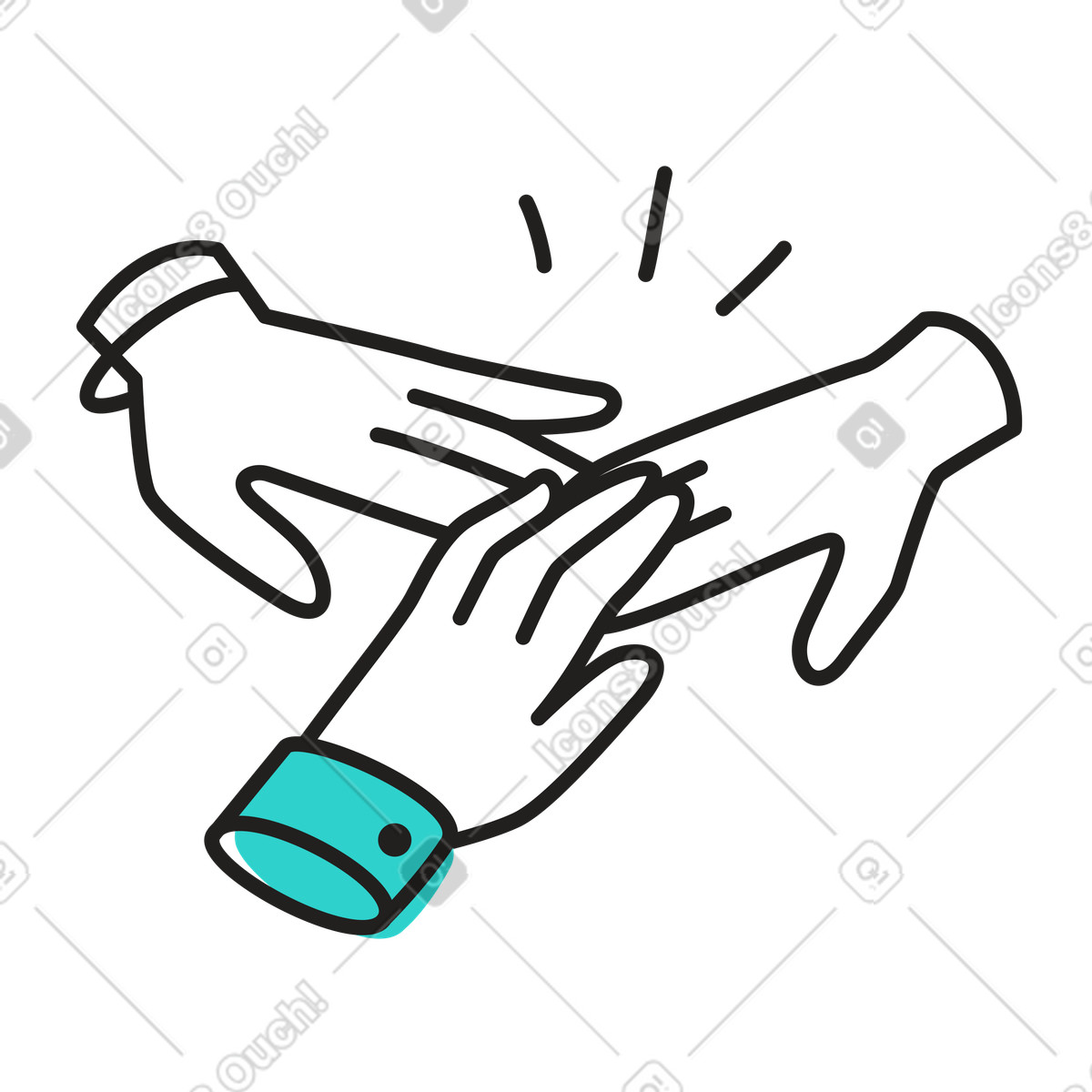 Mani unite che rappresentano lo spirito di squadra illustrazione in stile Little scarica in PNG, SVG