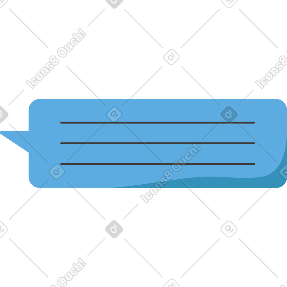 Dizzy スタイルの Speech blue bubble with text のイラストをPNG、SVG形式でダウンロード