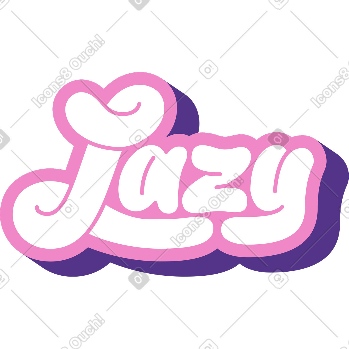 Lettering lazy with shadow text illustration in style download in PNG, SVG