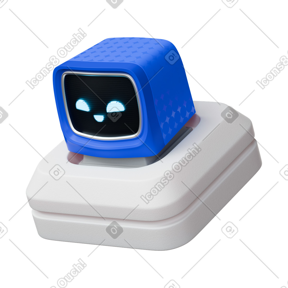 Artificial intelligence Stickle スタイルの 3D happy robot assistant のイラストを ...