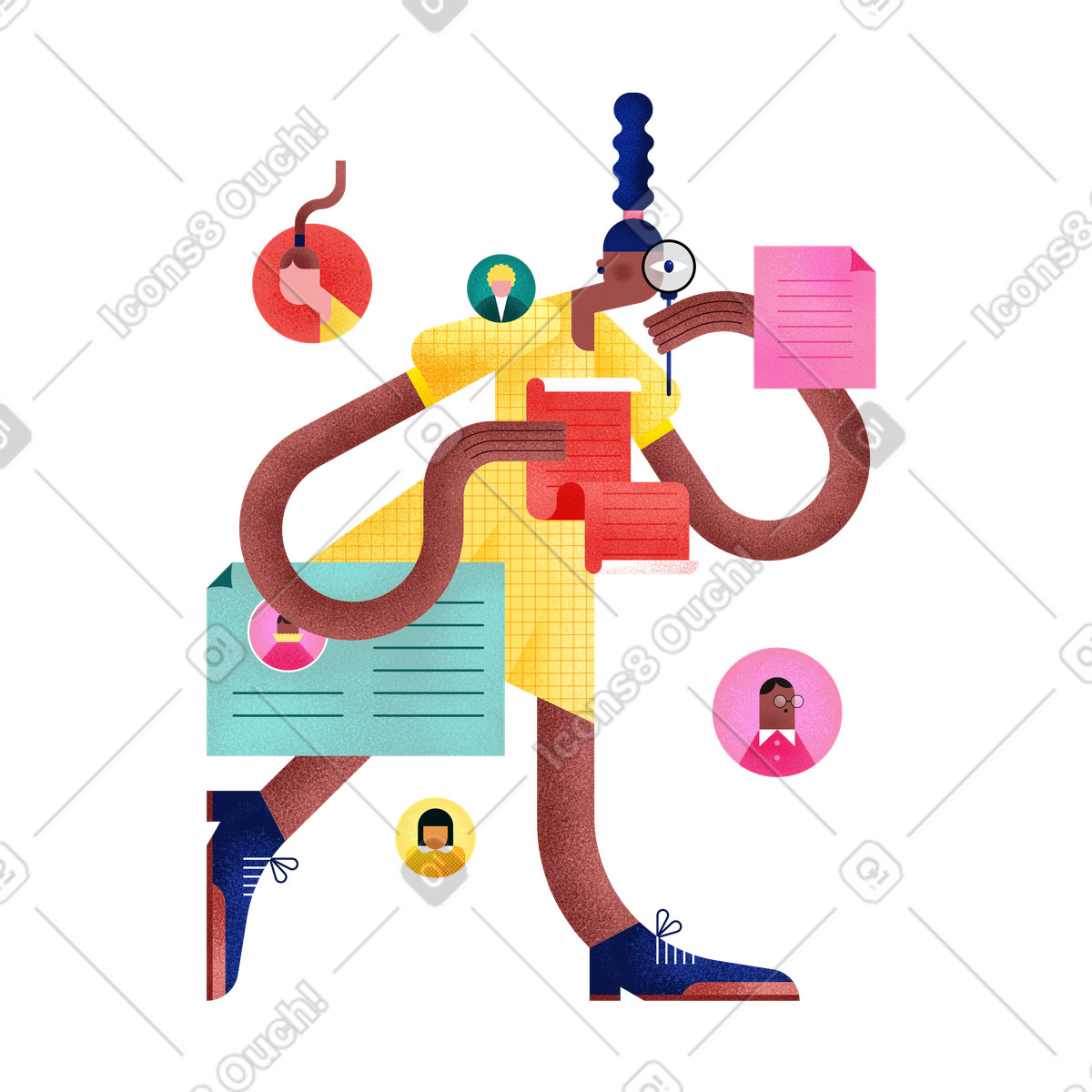 HR analyzing CVs and documents, Employee selection talent scouting illustration in Willowy style download in PNG, SVG