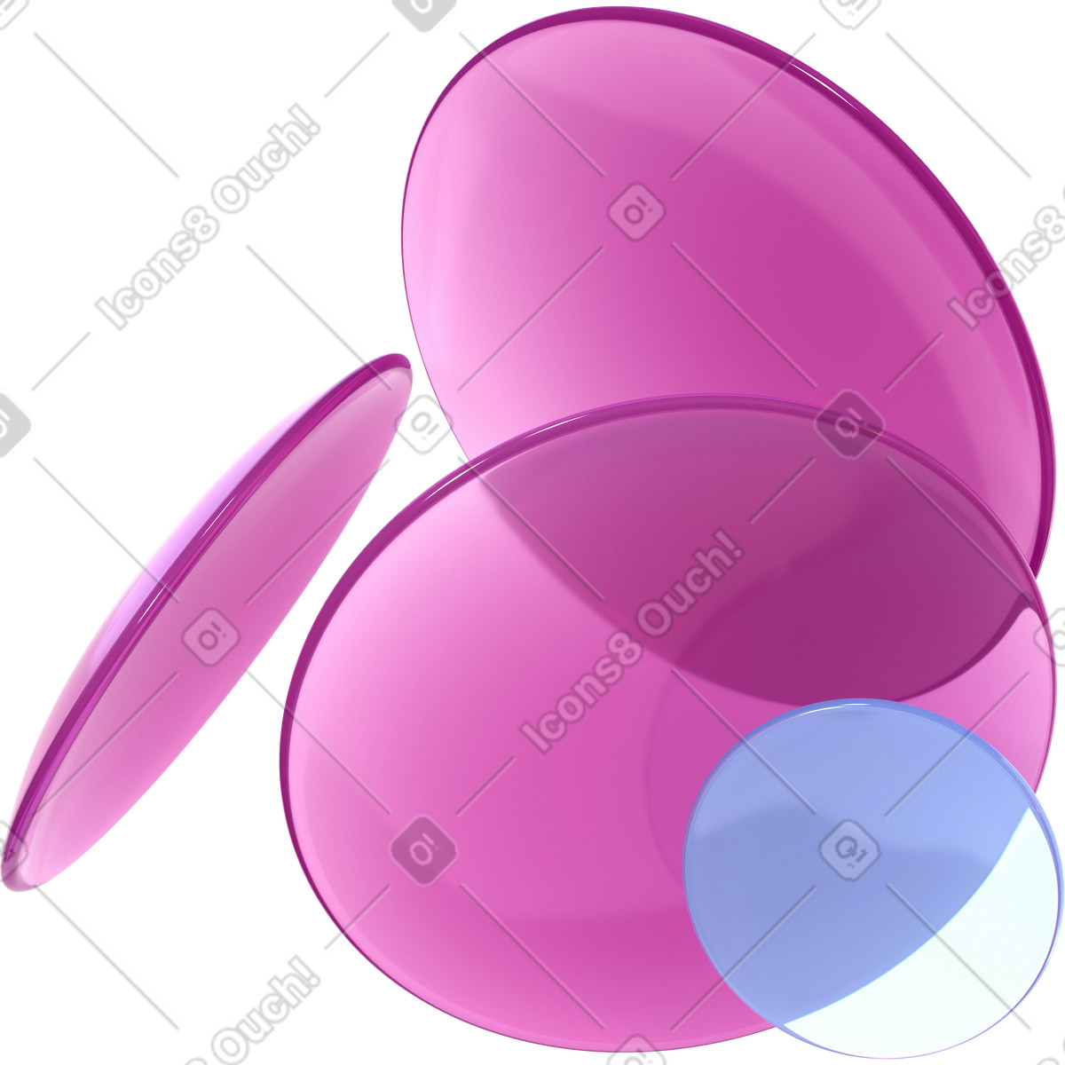 Ilustración Composición de cuatro lentes en estilo 3D Glassy a descargar en PNG y SVG