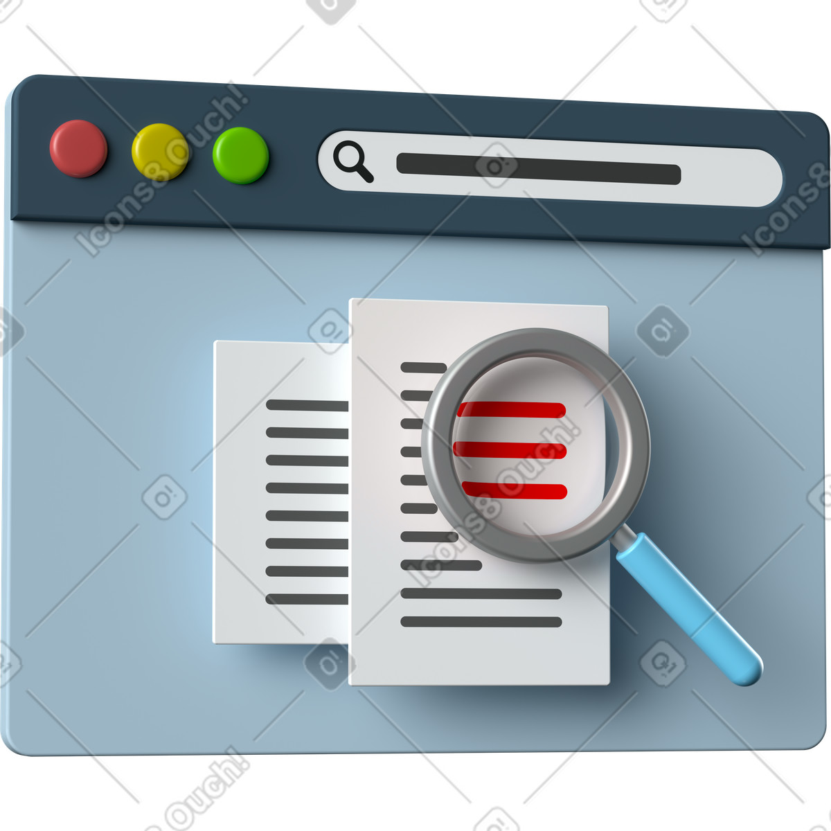 Search window illustration in 3D Business style download in PNG, SVG