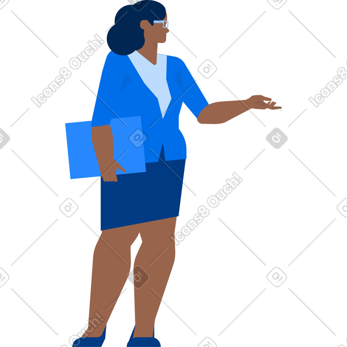 Woman in glasses with a folder of documents illustration Urban style download PNG, SVG
