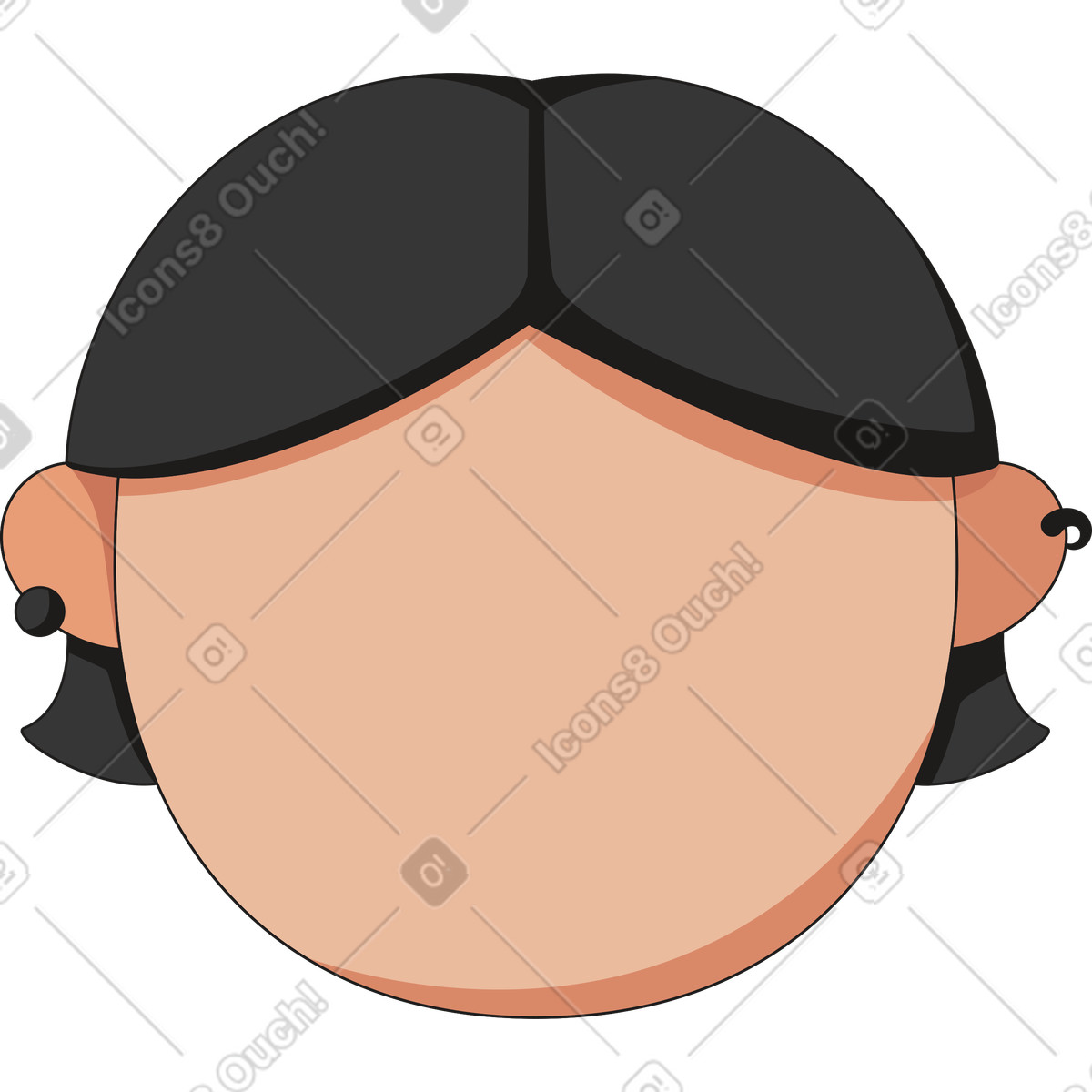 下载 Moji 风格的 面对鲍勃发型 插画，支持 PNG、SVG 格式