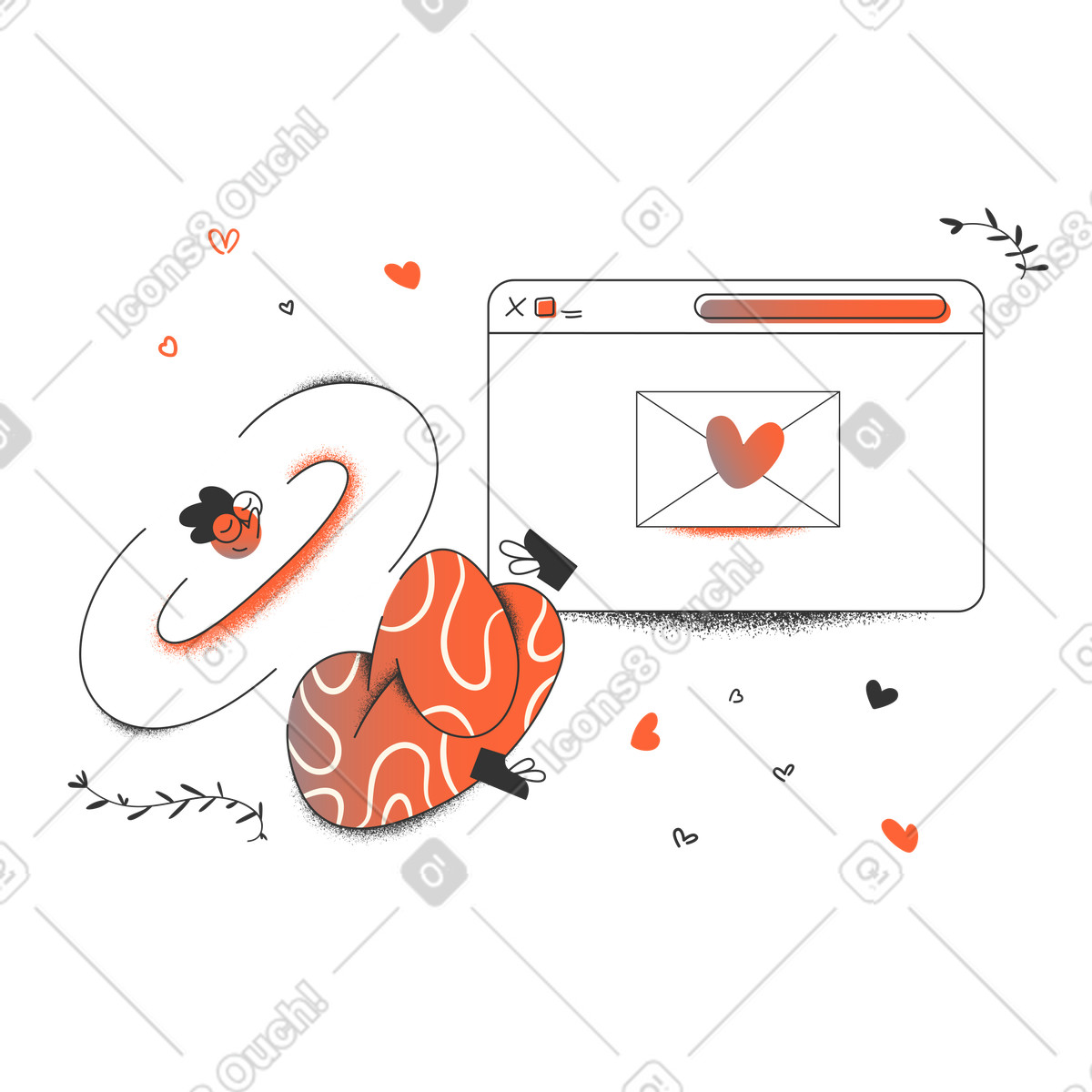 Liebesnachricht-Illustration im Crayon-Stil als Download in PNG, SVG