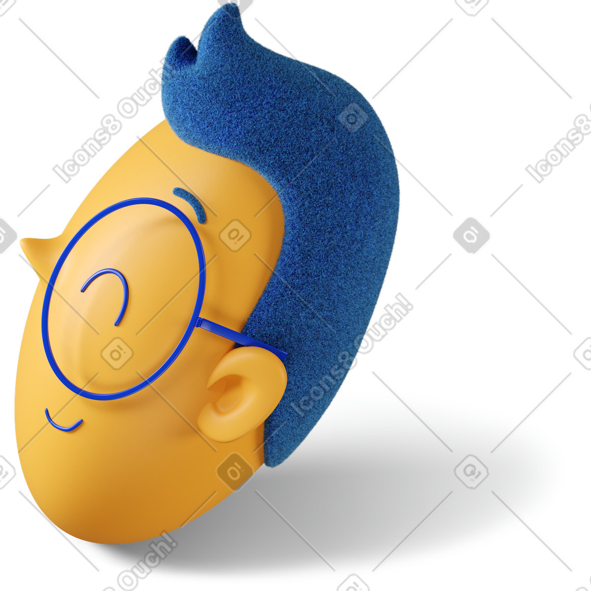 3D Buddy スタイルの ウィンクしている男の子の頭を左に向けた側面図 のイラストをPNG、SVG形式でダウンロード
