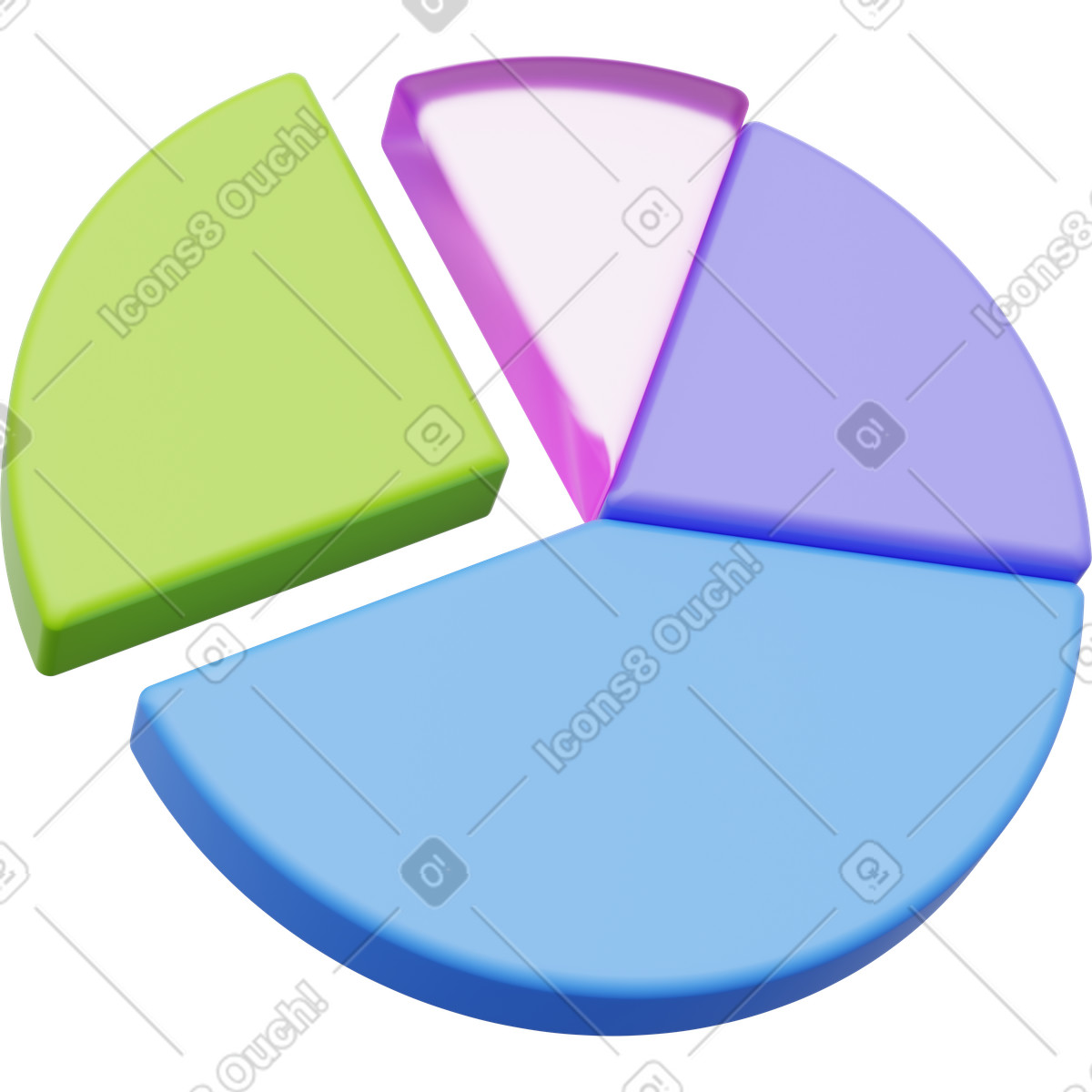 Pie chart icon, multicolor statistics graphic, finance report element illustration in 3D Playful style download in PNG, SVG